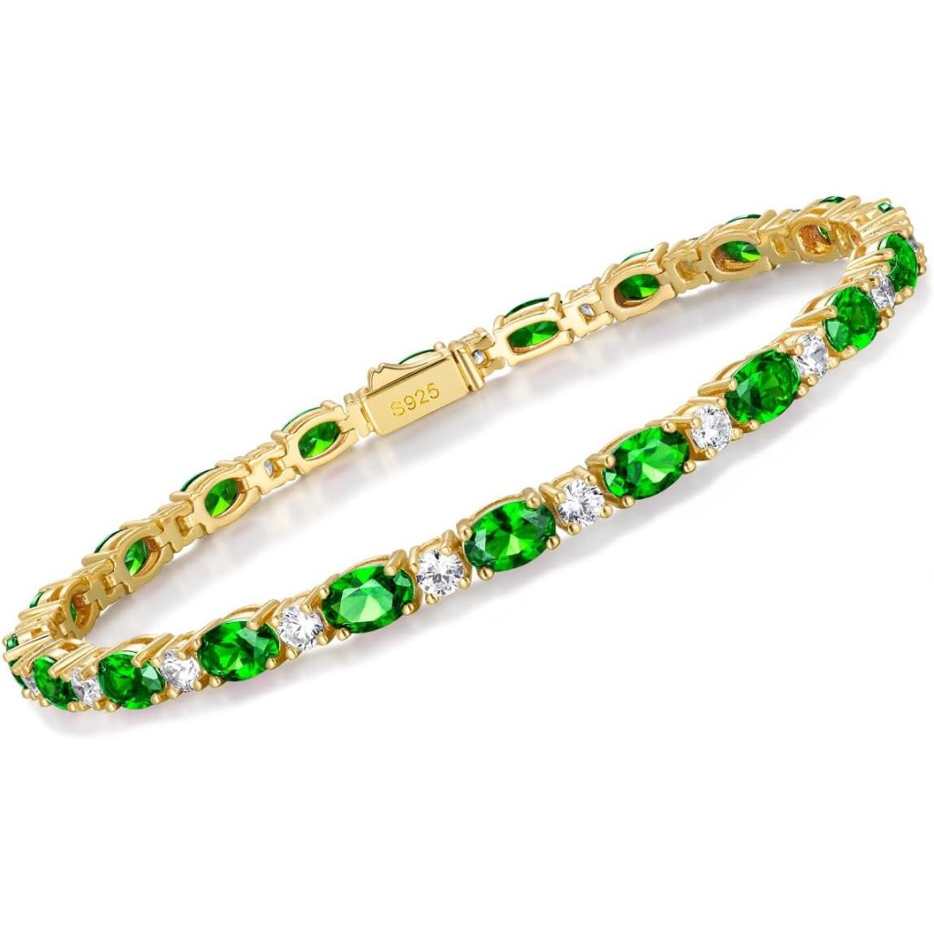Peridot/Ruby/Sapphire/Emerald/5a Cz Bracelets 925 Sterling Silver 14k Gold Plate